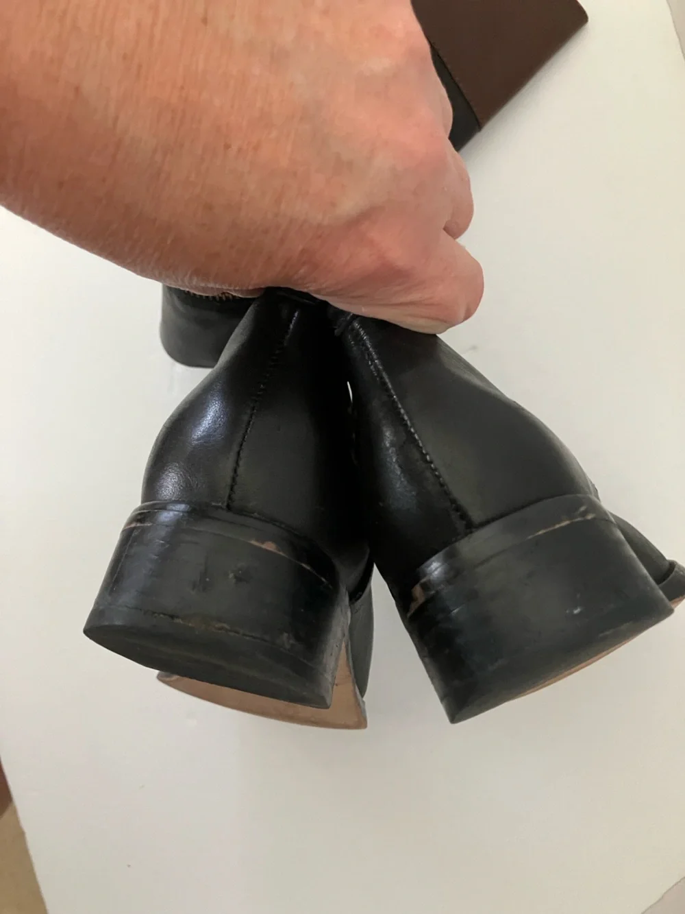Michael Kors Black Leather Over-the-Knee Boots with Brown Cuff